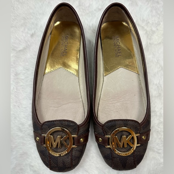 Michael Kors Flat Ballet Shoes Brown leather Gold
Hardware Comfy MK Logo Canvas - Picture 4 of 13